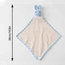 Handmade Crochet Cartoon Rabbit Baby Rattle Comfort Blanket, Skin-Friendly Breathable Baby Companion Plush Doll, Newborn Comfort Handkerchief, Infant Bib, Fabric Doll - Multicolor - View 3