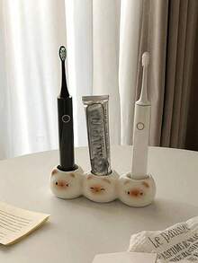 1個貓咪牙刷架，可愛暹羅貓電動牙刷收納架置物架，情侶牙膏放置洗手台底座支架座，適合居家浴室裝飾、浴室收納、洗手台牙刷架，禮物 - 彩色 - 查看 4