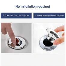 1pc Bathroom Sink Filter, Bathtub Drain Cover, Washbasin Drain Filter, Hair Catcher, Suitable For Laundry Room, Practical RV Sink, Drain Filter, Fits Drain Holes 3.17cm To 3.3cm - Silver - View 6