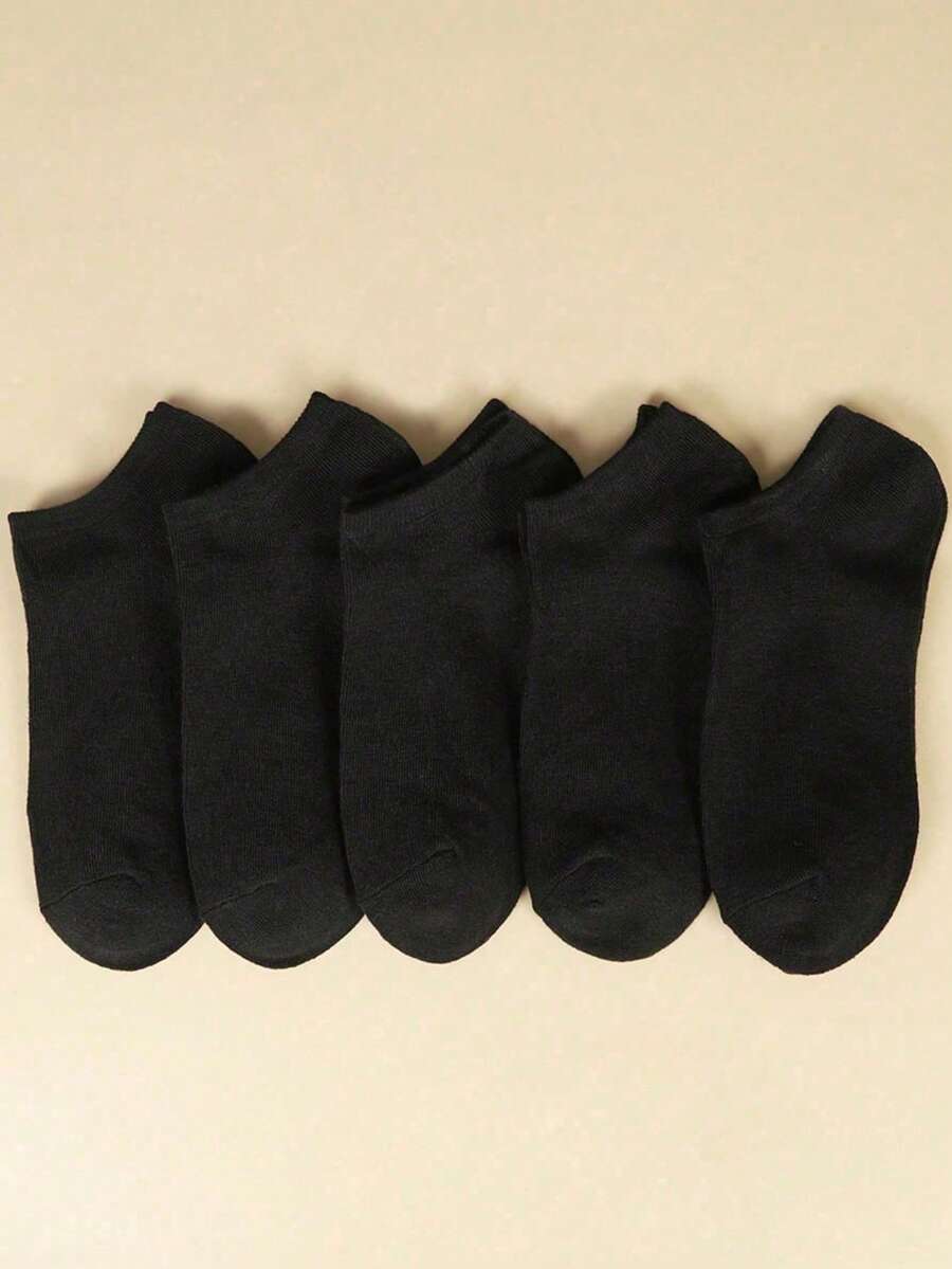 5/10/20/30 Pairs Solid Color Polyester Ribbed Side Stripe Casual Fashion Breathable Moisture-Wicking All-Season Comfortable Couple Socks, Men's Boat Socks, Women's Boat Socks, Black Socks, Student Socks, Adult Socks, Summer Socks, Comfortable Breathable Hot-Selling Disposable Socks, Autumn Socks, Summer Socks, Halloween, Christmas Gifts - Black - View 1