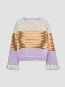 2026 Autumn/Winter New Fashion Wool Material Casual Retro Lazy Dopamine Style Pink & White Color Block Striped Loose Sweet Women's Cardigan Fall - Multicolor - View 11