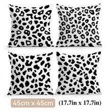 4pcs White Leopard Print Pillow Covers, Single-Sided Printed Pillow Covers, Suitable For Living Room, Bedroom, Home Decor, All-Season Pillow Covers - Multicolor - View 11