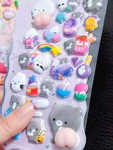 Cute Animal Butt Stickers, Stress Relief Puffy Squishy Sticker For DIY Scrapbook Guitar Phone Case Laptop Decal - Multicolor - View 6