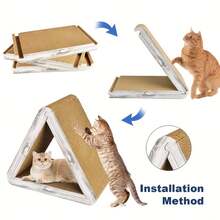 1pc Durable Triangle Cat Scratching Board - Multi-Functional Cat Training Climbing Frame With Sturdy Cardboard Base, Easy To Assemble, Suitable For Indoor/Outdoor Play And Exercise In All Seasons, Dog Cat Scratching Board, Pet Exercise Equipment, Sturdy Structure, Free Cat Gift, Cat Game, Cat Toy, Cat Supplies, Cat Bed - Multicolor - View 6