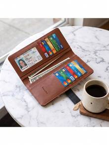 Pomelo Best Dompet Panjang Kulit PU Motif Sapi Terbaik Pomelo dengan Pemblokir RFID, 12 Slot Kartu, Jendela ID, Gesper untuk Wanita, Dompet Kecil untuk Wanita - MultiWarna - View 5