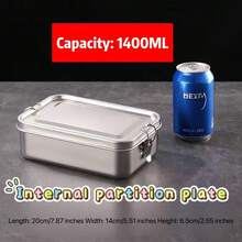 1 Stainless Steel Lunch Box, Portable Lunch Box, Metal Lunch Box, Food Storage Container, Metal Lunch Container, Leak Proof Lockable Clip, Work Lunch Box, School Supplies (500ML Without Compartment, Other With Compartment) - Multicolor - View 10