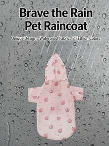 Pink Peach Print Dog Raincoat With Matching Leash, Waterproof Hooded Pet Raincoat, Suitable For Small And Medium Dogs, Lightweight And Breathable Puppy Rain Cape, For Outdoor Walks - Multicolor - View 6