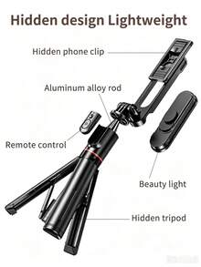 AXNEN 44-Inch Extendable Selfie Stick Tripod With Fill Light, Wireless Remote, 360° Rotation, Compatible With IPhone 14/13/12/11 Pro/XS Max/XS/XR/X/8/7, And Other Smartphones - Black - View 9