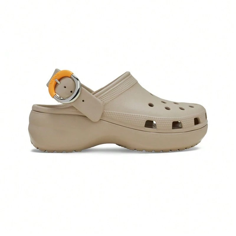 Crocs Sandal Bakiak Berongga Klasik Model Awan dengan Hiasan Warna-warni, Sandal Berlubang Hak Tinggi, Sepatu Pantai untuk Wanita - Anggur manis berwarna cokelat - View 1