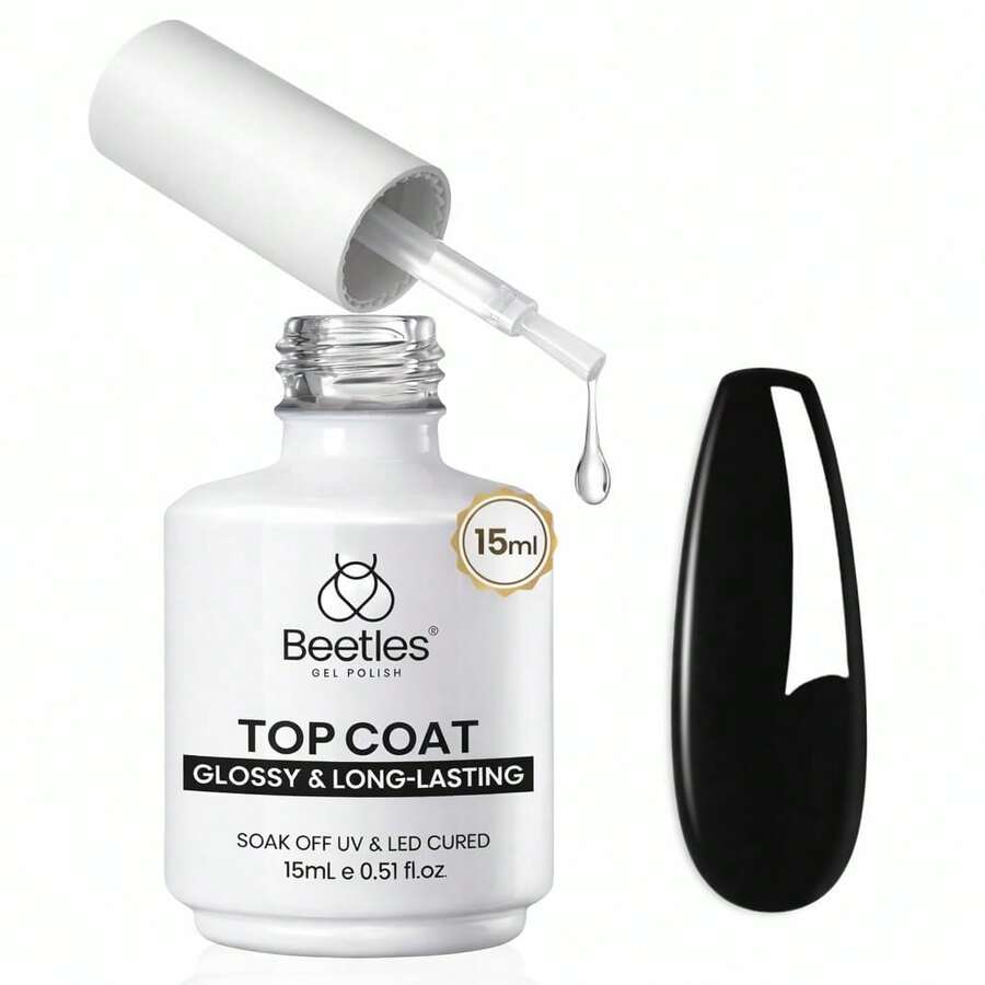 Beetles 1PCS 15ML Extra Glossy Gel Top Coat, Clear No Wipe High-Shine Finish, Long-Lasting Nail Surface Protection For DIY Manicure - View 1