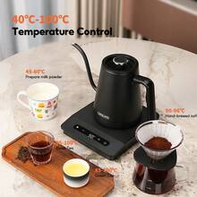 CAFELFFE Coffee Pour-Over Kettle, Biomimetic Swan-Neck Design, Touch Control, Precise Temperature Control, Automatic Adjustment, 0.8L Capacity, 304 Stainless Steel Body, 220V Voltage, 1500W Power, Suitable For Home, Office, And Travel - EU F Type Plug(220-240V) - View 8