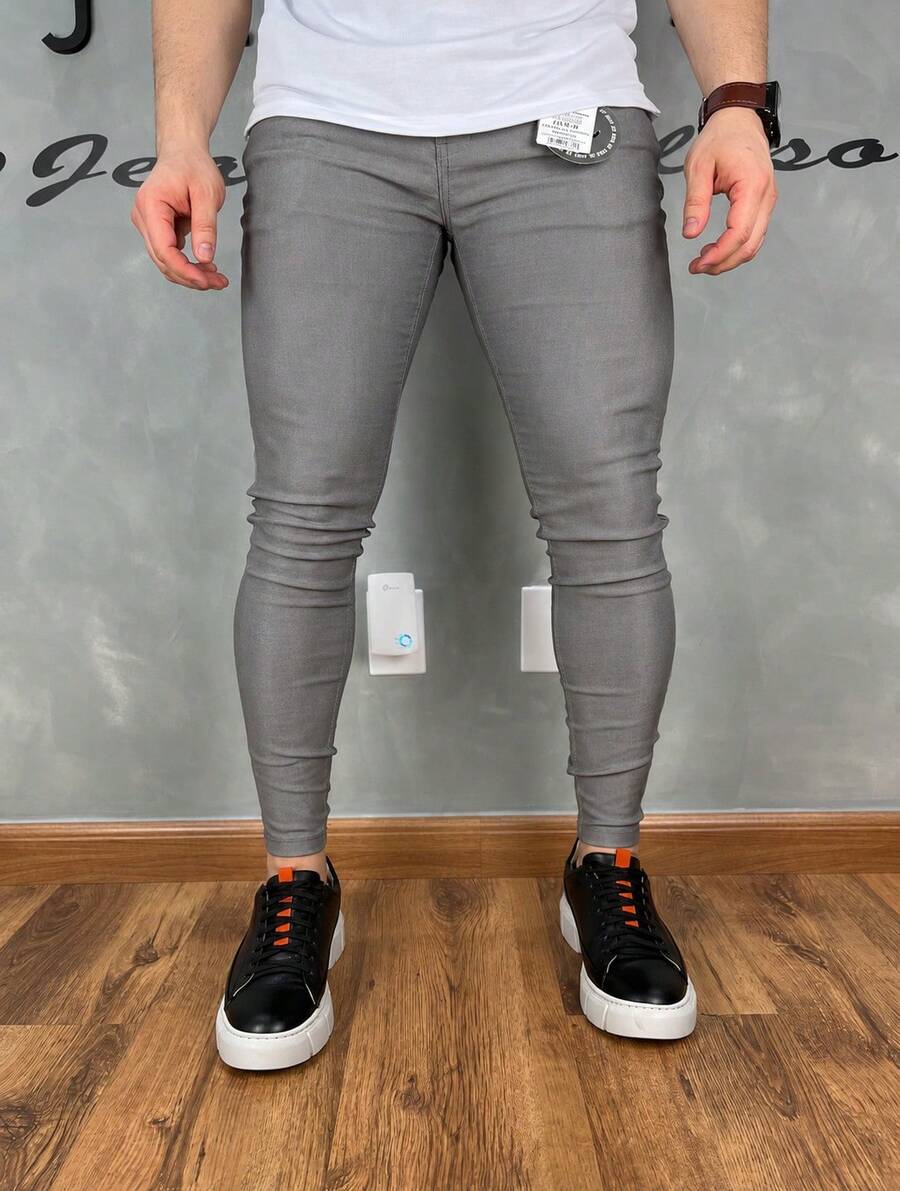 Classic Black Tailored Trousers 4% Lycra - 灰色 - 查看 1