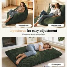 Sillón Puff Convertible DDY-SHENHUI - Tu Espacio Acogedor para Relajación y Tiempo en Familia - Verde + Franela - Ver 3