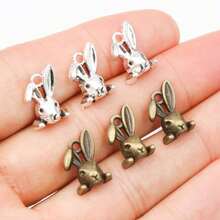 20 piezas Colgante de Cabeza de Conejo de 14x10mm Accesorios para Hacer Joyas DIY, Adecuado para Pulseras y Collares - Conejo - Ver 1