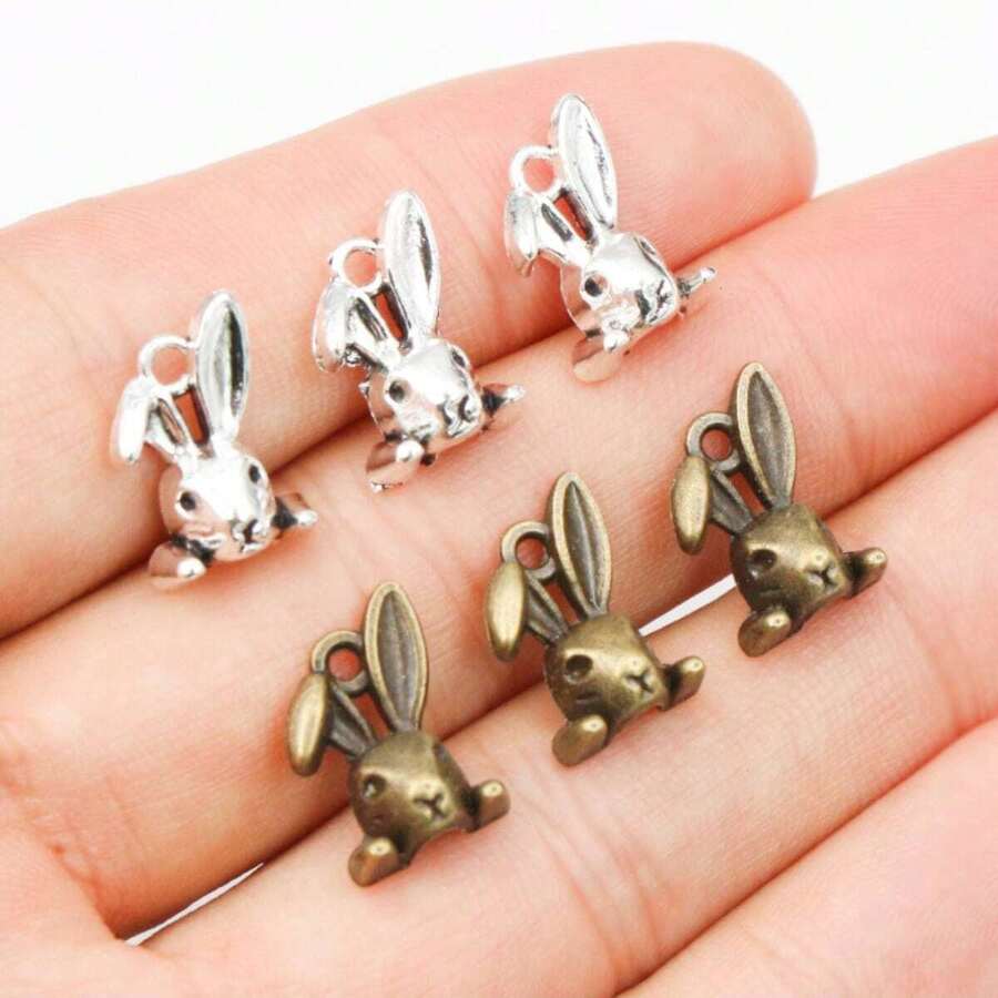 20 piezas Colgante de Cabeza de Conejo de 14x10mm Accesorios para Hacer Joyas DIY, Adecuado para Pulseras y Collares - Conejo - Ver 1
