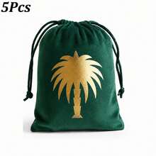 5pcs/1pc Tas Beludru Hijau dengan Motif Pohon Palem, Tas Dekorasi Pesta Perayaan untuk Hari Nasional Arab Saudi - MultiWarna - View 13