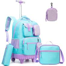 3PCS Rolling Backpack For Girls Bookbag Set For Girls With Crossbody Bag And Pencil Case For School And Travel Back To School - Girls' Trolley School Bag - View 2