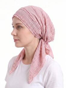 Pre‑Tied Crinkle Lace Head Wrap For Women, Soft Breathable Turban Scarf, Stylish Lightweight Head Cover For Daily Use - Color - View 16