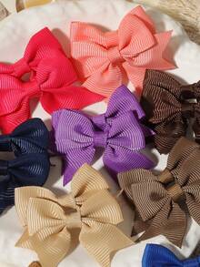 20pcs Rainbow Multicolor Ribbed Bow Hair Clips Set, Daily Hair Styling Versatile All-Match Hair Clips, Fashion Accessories - Mixed color - View 4