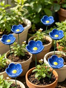 Garden Bee Water Cup, Flower-Shaped Bee Waterer, Resin Simulated Forget-Me-Not, 1/5pcs, Desktop Ornament, Garden Decoration, Suitable For Outdoor Garden,Party Decoration, Garden Supplies, Outdoor Decoration - Multicolor - View 4