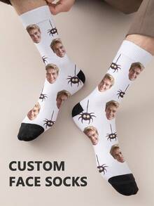 1 Pasang Kaos Kaki Pria Setengah Betis Motif Wajah yang Dapat Disesuaikan untuk Halloween, Motif Wajah Apa Pun Dapat Dicetak pada Kaos Kaki, Kaos Kaki Foto yang Dipersonalisasi, Cocok untuk Hari Valentine, Halloween, Ulang Tahun, dan Acara Pemberian Hadiah. Desain Kartun yang Dipersonalisasi, Menyenangkan, Penuh Warna, dan Kreatif. - MultiWarna - View 2
