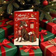 1 Greeting Card + 1 Envelope Cozy Festive Christmas Card Featuring A Dog And Birds With Letters To Post Merry Christmas For Friends Winter Art Style Greeting Card - Yellow Envelope - View 6