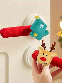 1pc Christmas Door Handle Decoration Set, Includes Bell Reminder And Detachable Hanging Ornaments (Santa Claus, Reindeer, Christmas Tree, Stocking) - Easy-To-Stick Hook, Suitable For Indoor And Outdoor Holiday Door And Cabinet Decoration - Durable - Door Hanging Decoration, Christmas Decoration, New Year - Multicolor - View 4