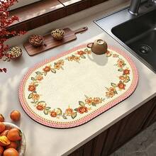 Kitchen Draining Mat, Home Dining Table Mat, Absorbent Mat, Countertop Tableware Mat, Bowl & Plate Drying Mat, Coffee Mat, 3.6mm Thickness - Pink Woven - View 7