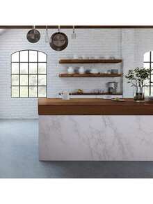 1PC White Faux Marble Pattern Self-Adhesive Kitchen Sticker, Waterproof Heat-Resistant Oil-Proof Sticker For Cabinet Drawer Renovation, Transparent Static Oil-Proof Film - Marble - View 3