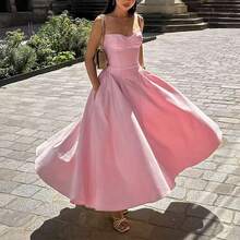 Women Midi Dresses - 杏色底印花 - 查看 4