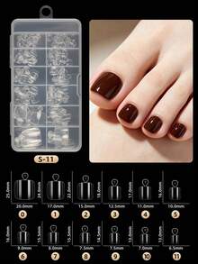 120pcs Short Medium Long Almond Shape Acrylic False Nails, 12 Sizes Semi-Matte Glossy Full Coverage Soft Gel Nail Tips, Home Manicure Salon DIY Nail Supplies - Clear - View 2