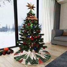 1pc 60CM 90CM 120CM 150CM 180CM Multi-Size Round Christmas Tree Skirt, Tree Top Star Print Pattern, Suitable For Family Gatherings, Outdoor, Yard Christmas Decoration, Christmas Tree Not Included, Only Tree Skirt - 1PC - View 6