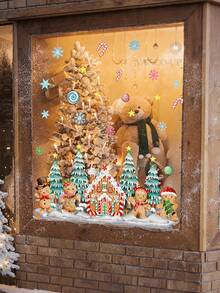 1pc Creative Christmas Gingerbread Man Window Stickers, Christmas Glass Decorations, PVC Static Cling Stickers, Home Decor, Shop Window Decorations, Suitable For Decorating Living Rooms, Kitchens, And Store Windows - Multi-color - View 5