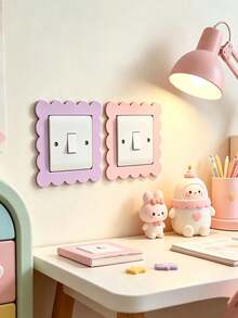 Cloud Switch Cover, Cute Macaron Color Decorative Frame, Aesthetic Cloud Style Surrounding Decoration, Asymmetric Dust-Proof Protective Cover, Suitable For Bedroom, Kitchen, Living Room, Fits Up To 8.6cm (3.38in) Switch Size, Home Decor - A - View 3