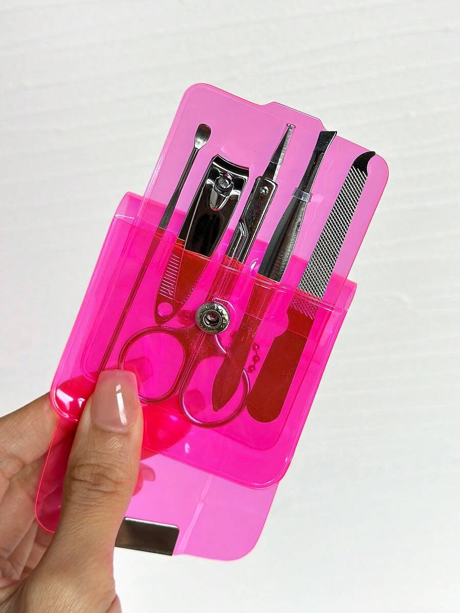 5PCS/Set All-In-One Manicure Pedicure Nail Care Kit With Clipper And Portable Pouch, For Home Hand Foot Grooming, Travel, Family Care, And Personal Nail Maintenance - Multicolor - View 1