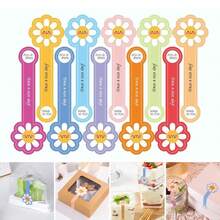 100/200pcs Handmade Lollipop Baking Stickers, Suitable For Cake Boxes/Metal Cans/Jars/Coffee Cups/Bottles, Long Strip Floral Seal Baking Stickers, Self-Adhesive Tamper-Evident Sealing Labels For Gift Packaging - Multicolor - View 1