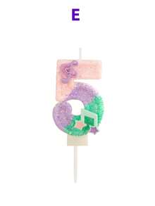 Music Symbol Pink, Green And Purple Multicolor Shiny Sequin, Musical Note Shaped Number Candles, Anniversary Candles, Souvenirs, Birthday, Holiday, Halloween, Party, Party Favors, Games, Party Candle Decorations And Supplies - Multicolor - View 7