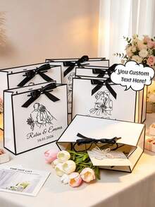 Customized Gift Bags, Personalized Gift Bags With Name, Gift Box Alternative, Bridesmaid Gift Box, Ribbon Tied Gift Bags, Wedding Party Favors, Customized Birthday Gift Packaging, Wedding Gift Bags, Engagement Gift Bags, Christmas Gifts - Multicolor - View 4