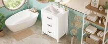 White Bathroom Vanity - Freestanding Cabinet 61x47x83cm - 白色 - 查看 2
