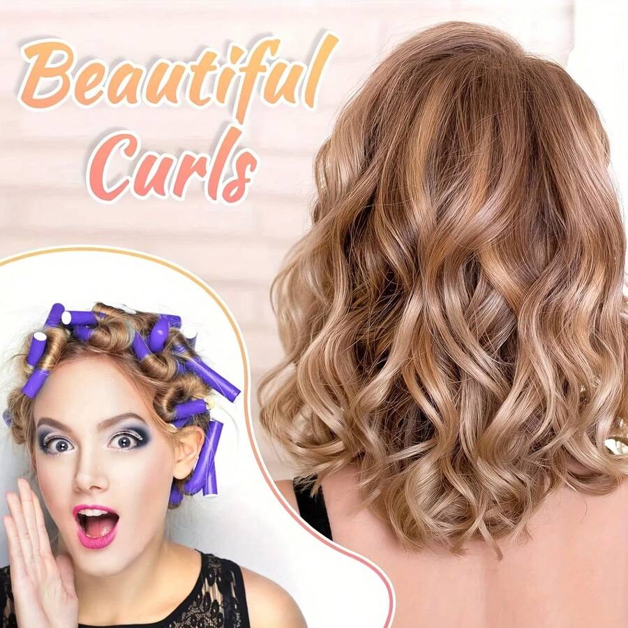 10pcs/Set Flexible Hair Curlers/Bendable Curling Rods, Heatless Hair Curler Set For Creating Soft Waves And Spiral Curls - Foam Hair Rollers Suitable For Short And Long Hair, DIY Heatless Hair Curlers, Random Color - Multiple Styles - View 1