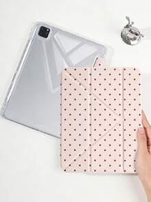 1件粉色波點平板電腦保護殼，適用於 iPad Mini6/7/Air/Air2/9.7/10.2/10.5/10.9 (Air4-Air8)/Pro 11/10th Gen/A16/Pro 11 2024，彩繪圖案平板保護套，透明壓克力背殼，絲綢質感 8 折支架，自動休眠/喚醒，內置筆槽，不含筆，部分機型附相機框 - 彩色 - 查看 5