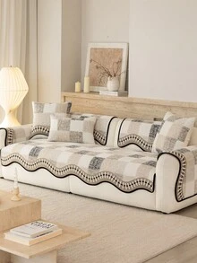 1pc Chenille Minimalist Square Sofa Cushion Pad 1234 Seat Sofa Seat Cushion Armrest Backrest Pad Sofa Cover All Season - Khaki - View 11
