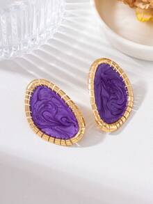 1 Pair Elegant Fashion Metal Geometric Enamel Glazed Symmetrical Stud Earrings, Suitable For Women's Daily Wear, Outings, Parties And Vacations - Geometric Teardrop Earrings - View 18