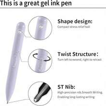 Retractable 0.5mm ST Tip Black Ink Grape Scented Gel Pen, Smooth Writing, Quick-Drying, Student School Office Stationery, Cute Birthday Gift For Women And Men - Multicolor - View 6