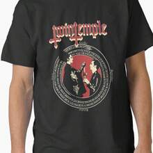 Vintage Unisex Tee Featuring Twin Temple Design - 黑色 - 查看 7