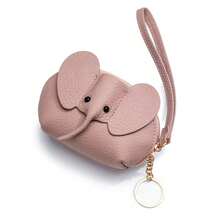 1pc New Creative Cute Elephant Bag Charm Women's Key Pouch Creative Card Holder Leather Elephant Coin Purse Zipper Lipstick Storage Bag Makeup Bag - Multicolor - View 10
