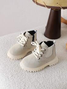 1 Pasang Sepatu Bot Sol Lembut Model Baru untuk Anak Laki-laki, Nyaman dan Modis - Krem - View 3