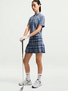 Nike Women's AS W NK FF Plaid Sweater Skirt Knit Mini Skirt IQ2700-486 - Royal Blue - View 4