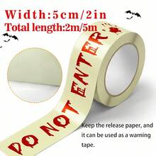 1pc New 2026 Halloween Glow-In-The-Dark Warning Tape Fluorescent Strip Decoration Caution Line Wall Sticker For Home Party - Multicolor - View 10
