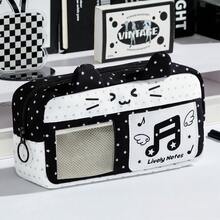 1pc Double‑Star Music Note Cat Ear Ita Pencil Pouch, Aesthetic Clear Window Pen Bag, Large Capacity Student Stationery Pouch, Ideal For Student Daily Use, Collection Display, Stationery Gift - Multi Colors - View 9
